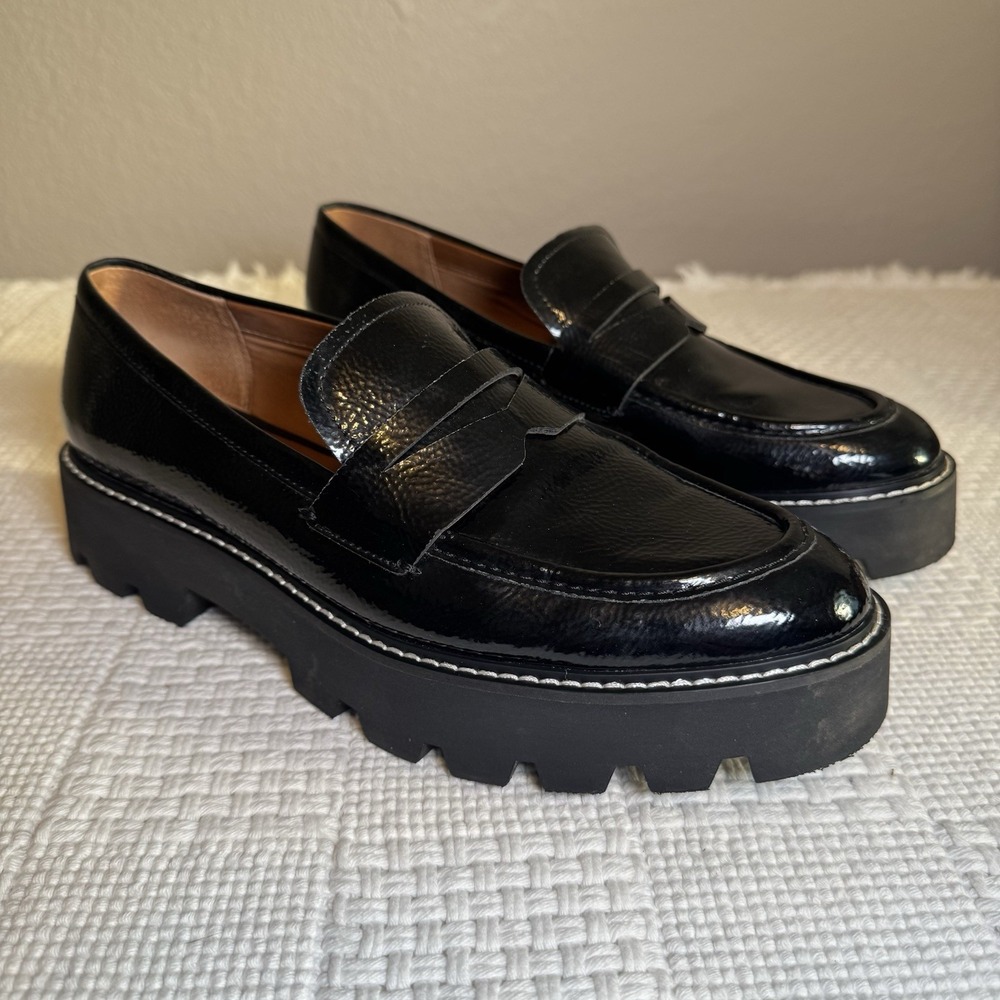 Franco Sarto Women's Bazel Platform Slip On Black Loafer Size US Size‎ 9.5M